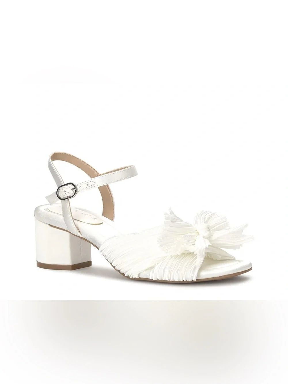 Kelly & Katie Mystee Sandal White Women's Block Heel Sandals with Floral Accent
